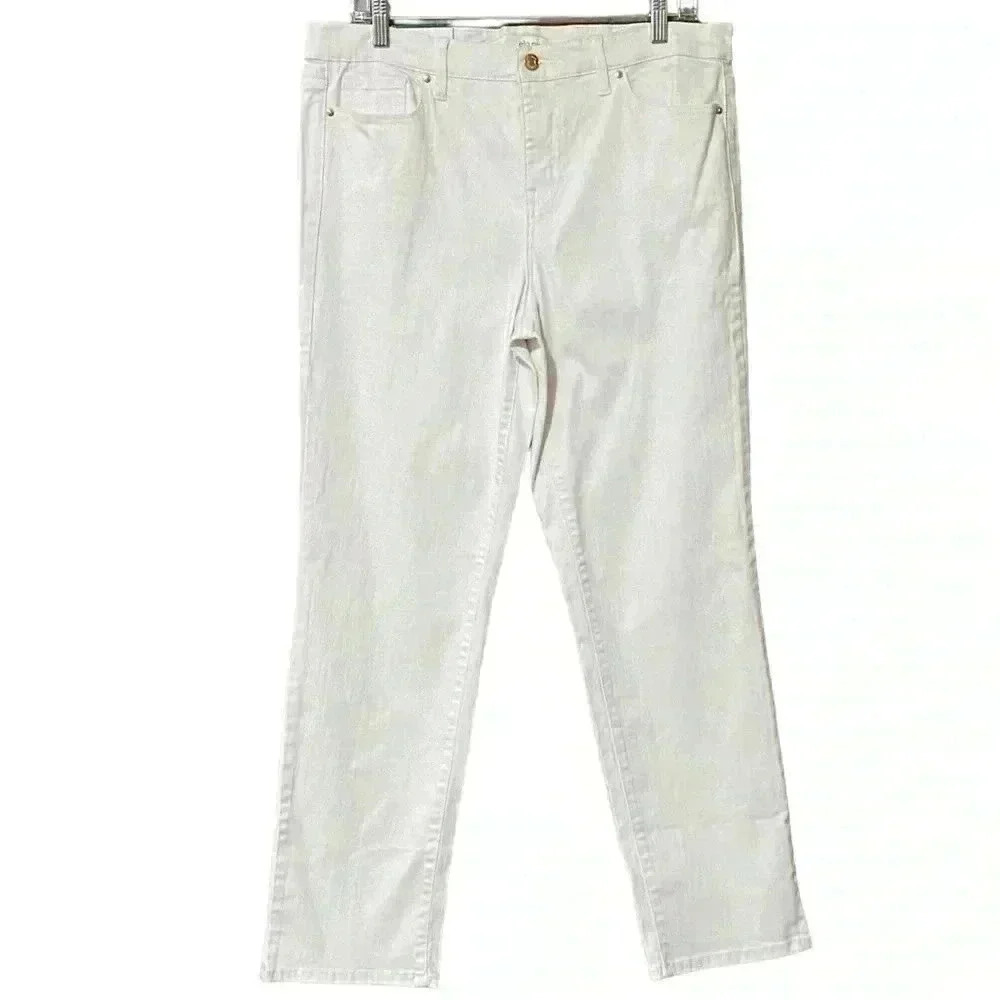 Ella Moss Womens 12 White Straight Leg Ankle Jeans Mid Rise Stretch Cotton NWT
